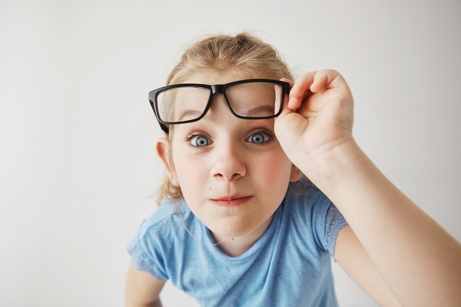 A child with glasses