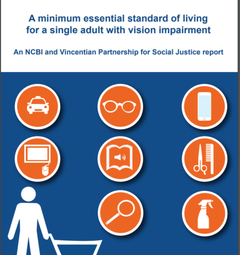 Minimum essential standar of living for a single adult with vision impairment Cover image