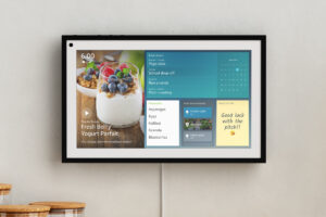 Echo Show 15 inch smart display hanging on a wall